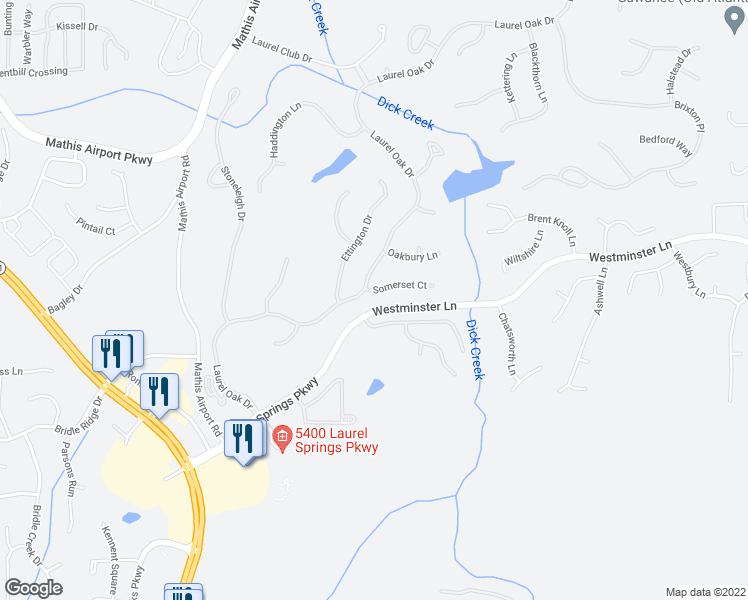 map of restaurants, bars, coffee shops, grocery stores, and more near 5910 Somerset Court in Suwanee