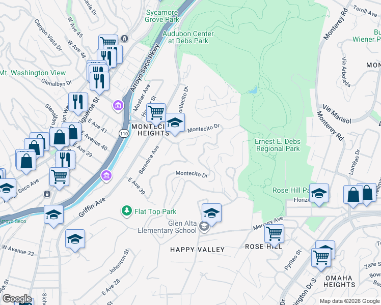 map of restaurants, bars, coffee shops, grocery stores, and more near 719 East Avenue 43 in Los Angeles