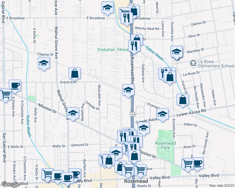 map of restaurants, bars, coffee shops, grocery stores, and more near 4741 Ivar Avenue in Rosemead