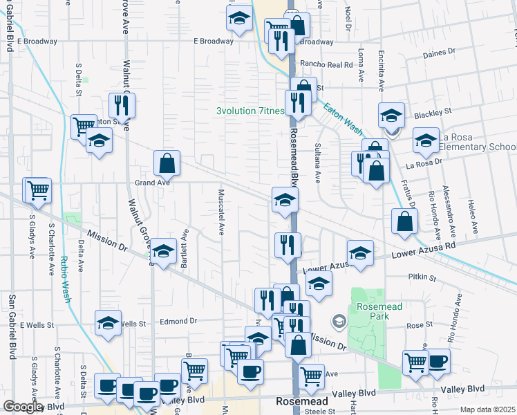 map of restaurants, bars, coffee shops, grocery stores, and more near 4743 Ivar Avenue in Rosemead