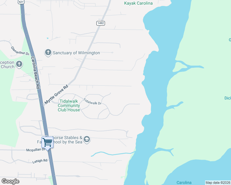 map of restaurants, bars, coffee shops, grocery stores, and more near 500 Seaview Road East in Wilmington
