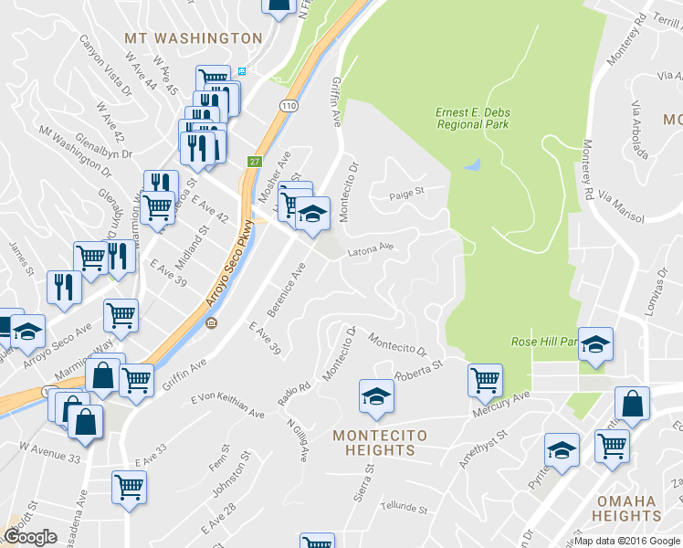 map of restaurants, bars, coffee shops, grocery stores, and more near 719 E Ave 43 in Los Angeles