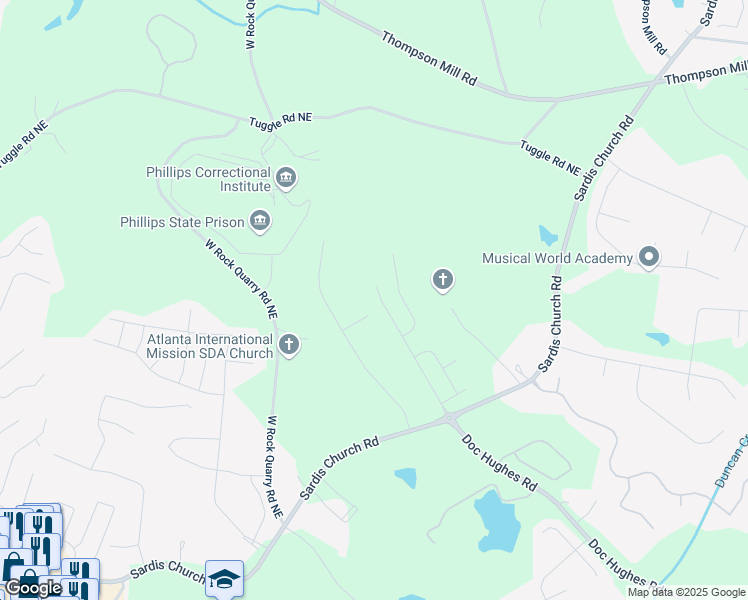 map of restaurants, bars, coffee shops, grocery stores, and more near 2872 Sedgeview Lane Northeast in Buford
