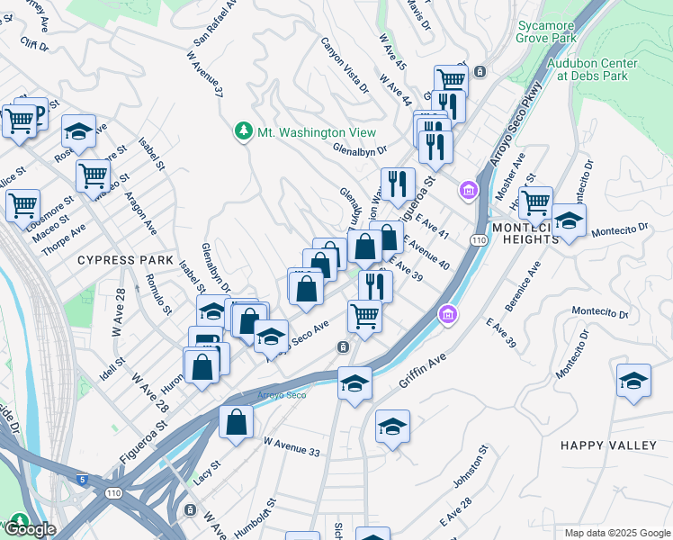 map of restaurants, bars, coffee shops, grocery stores, and more near 318 West Avenue 37 in Los Angeles