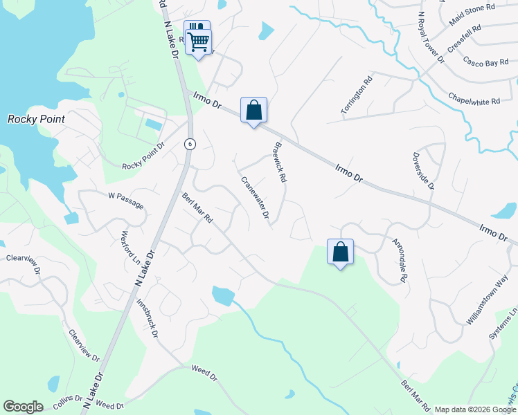map of restaurants, bars, coffee shops, grocery stores, and more near 125 Cranewater Drive in Columbia