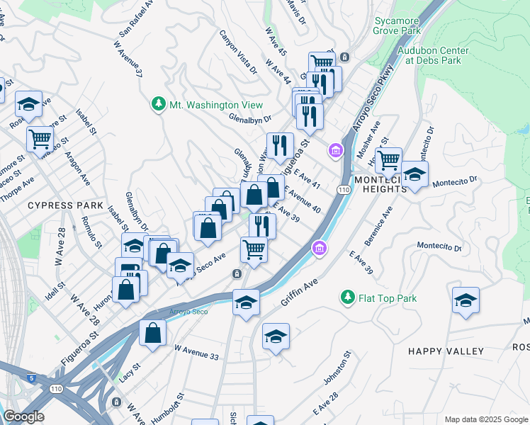 map of restaurants, bars, coffee shops, grocery stores, and more near in Los Angeles