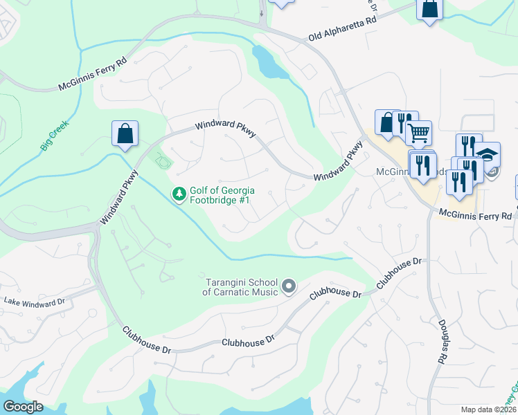 map of restaurants, bars, coffee shops, grocery stores, and more near 5015 Greatwood Lane in Alpharetta