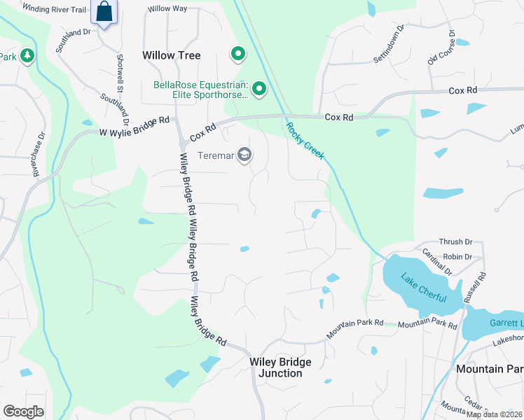 map of restaurants, bars, coffee shops, grocery stores, and more near 127 Fernwood Drive in Woodstock