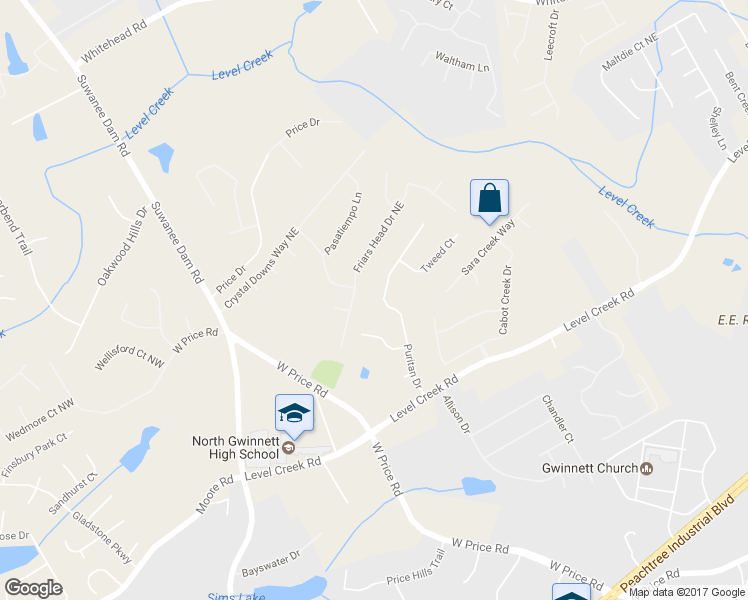 map of restaurants, bars, coffee shops, grocery stores, and more near 4990 Puritan Drive in Sugar Hill