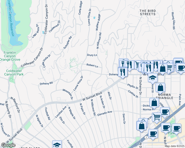 map of restaurants, bars, coffee shops, grocery stores, and more near 430 Doheny Road in Beverly Hills