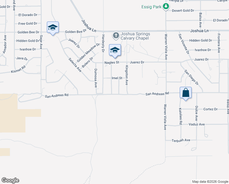 map of restaurants, bars, coffee shops, grocery stores, and more near 8887 Imel Street in Yucca Valley
