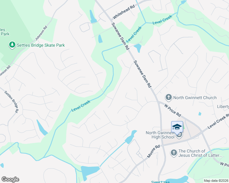 map of restaurants, bars, coffee shops, grocery stores, and more near 101 Oakwood Hills Drive in Suwanee