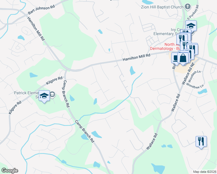 map of restaurants, bars, coffee shops, grocery stores, and more near 2952 Hollow Mill Lane in Buford