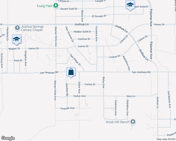 map of restaurants, bars, coffee shops, grocery stores, and more near 57933 San Andreas Road in Yucca Valley