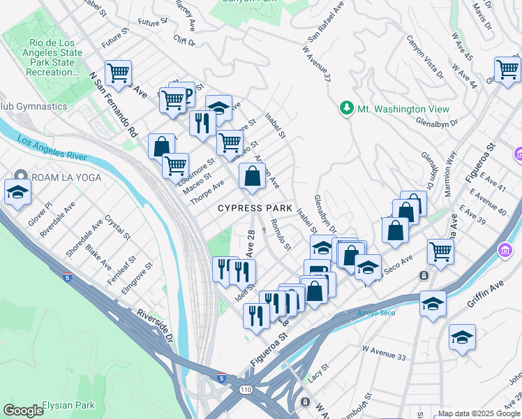 map of restaurants, bars, coffee shops, grocery stores, and more near 3304 Pepper Avenue in Los Angeles