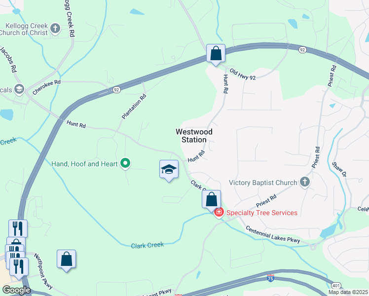 map of restaurants, bars, coffee shops, grocery stores, and more near 3110 Westwood Drive in Acworth