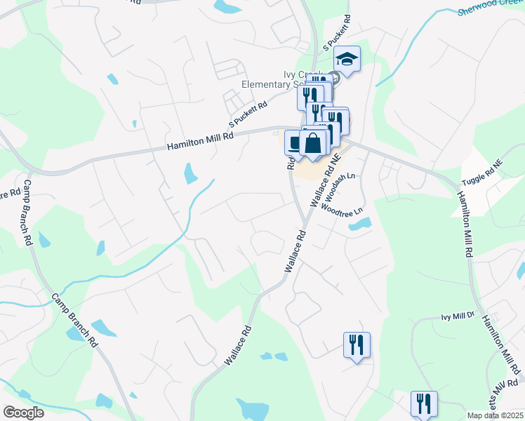 map of restaurants, bars, coffee shops, grocery stores, and more near 3110 Hampton Bay Cove Northeast in Buford