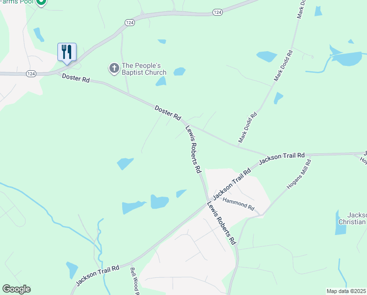 map of restaurants, bars, coffee shops, grocery stores, and more near 1277 Lewis Roberts Road in Jefferson