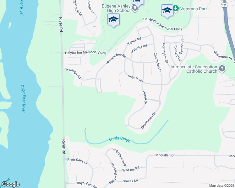 map of restaurants, bars, coffee shops, grocery stores, and more near Vancouver Court in Wilmington