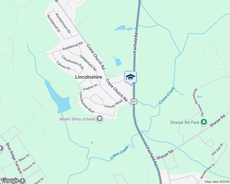 map of restaurants, bars, coffee shops, grocery stores, and more near 504 Crane Church Road in Columbia