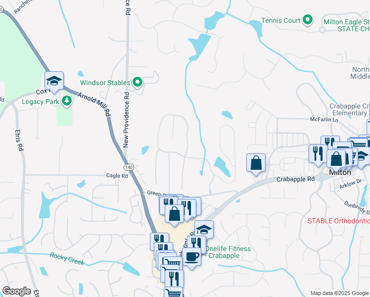map of restaurants, bars, coffee shops, grocery stores, and more near 12572 Waterside Drive in Alpharetta