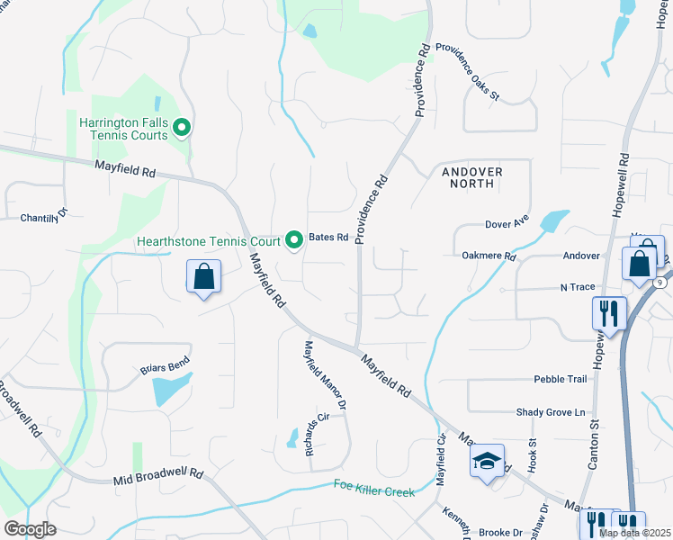 map of restaurants, bars, coffee shops, grocery stores, and more near 1795 Dearborne Lane in Alpharetta