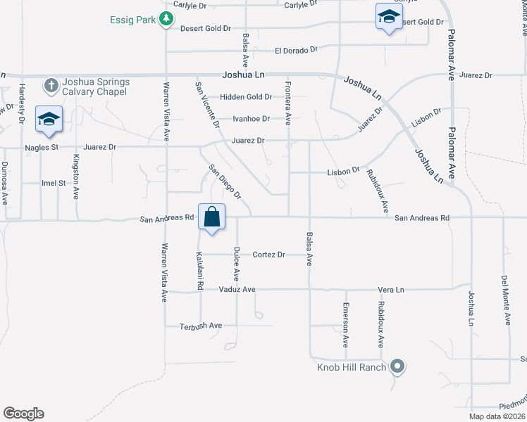 map of restaurants, bars, coffee shops, grocery stores, and more near 57980 San Andreas Road in Yucca Valley