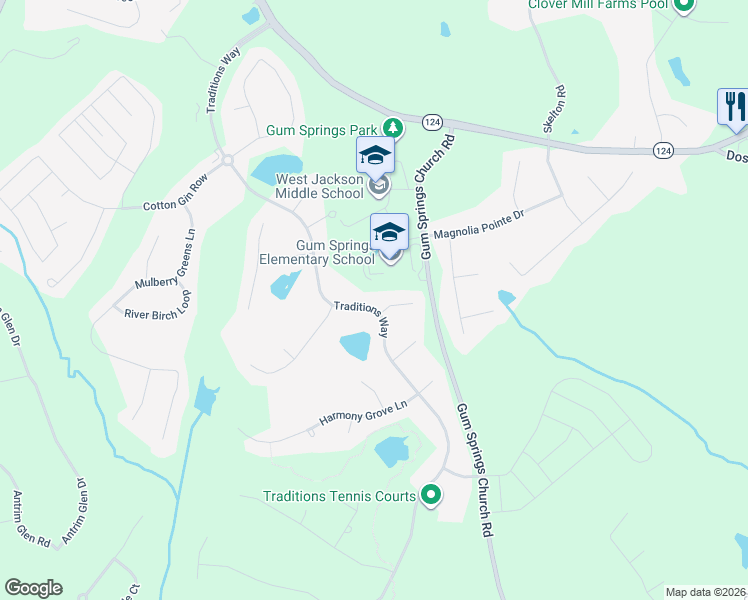 map of restaurants, bars, coffee shops, grocery stores, and more near 934 Traditions Way in Jefferson
