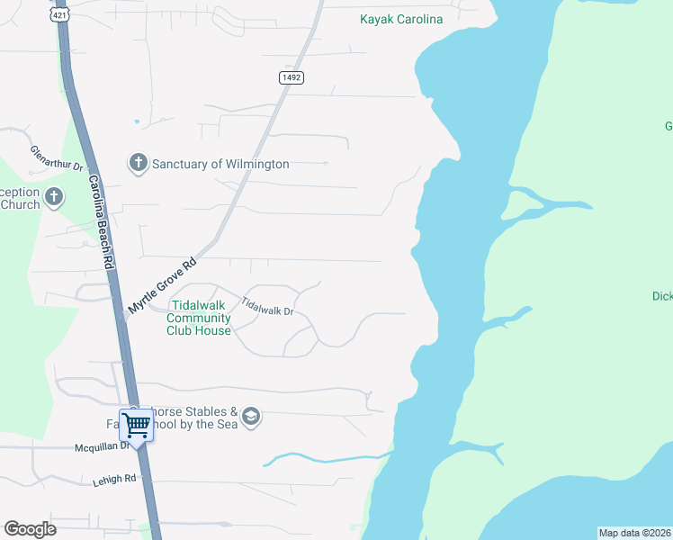 map of restaurants, bars, coffee shops, grocery stores, and more near 500 East Seaview Road in Wilmington