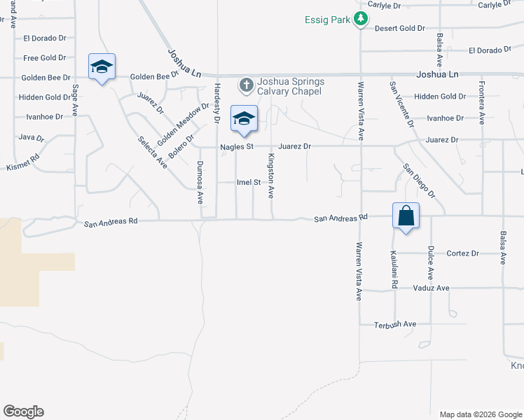 map of restaurants, bars, coffee shops, grocery stores, and more near 8887 Imel Street in Yucca Valley