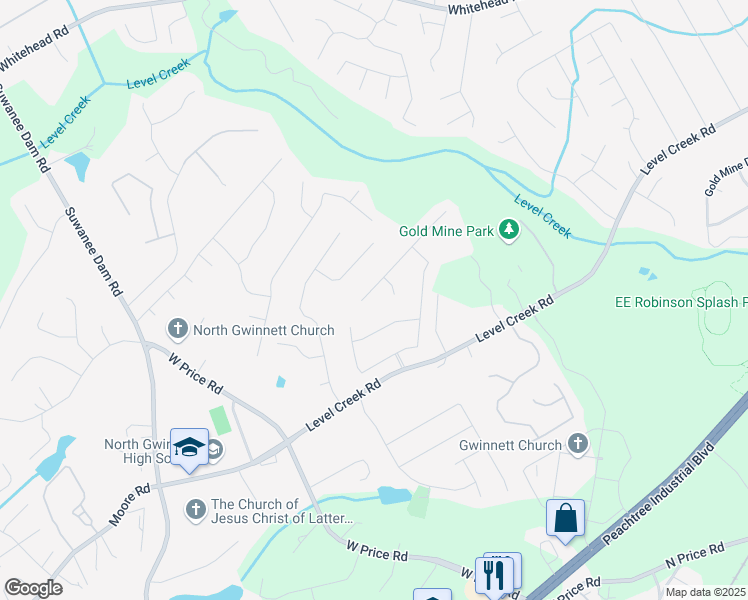 map of restaurants, bars, coffee shops, grocery stores, and more near 5036 Sara Creek Way in Sugar Hill