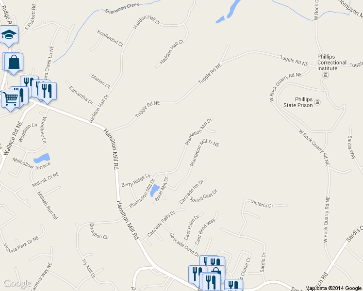 map of restaurants, bars, coffee shops, grocery stores, and more near 4020 Plantation Mill Drive in Buford