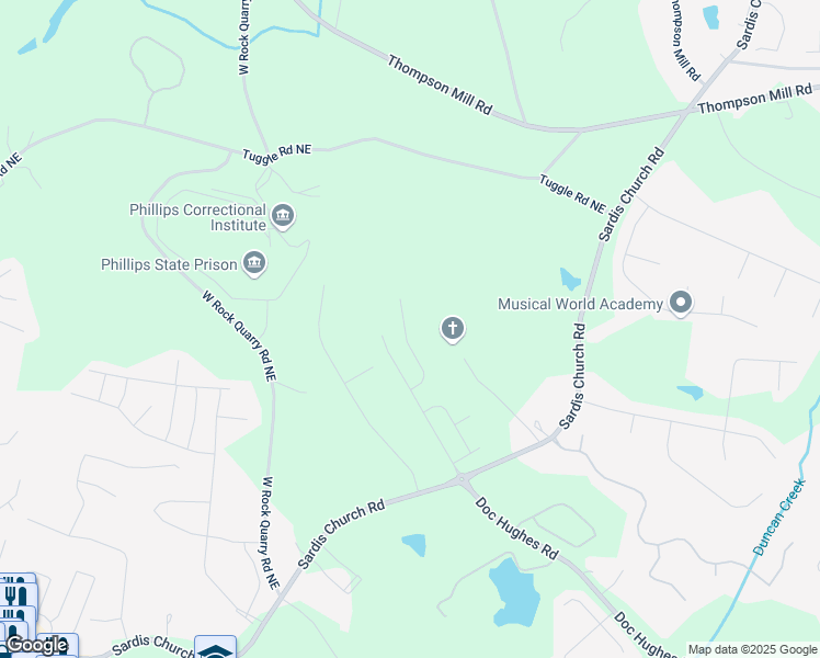 map of restaurants, bars, coffee shops, grocery stores, and more near 2839 Suttonwood Way Northeast in Buford