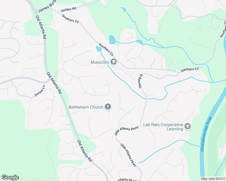 map of restaurants, bars, coffee shops, grocery stores, and more near 3925 Waterford Drive in Suwanee