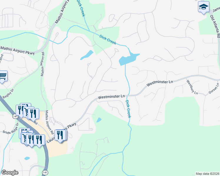 map of restaurants, bars, coffee shops, grocery stores, and more near 5965 Somerset Court in Suwanee