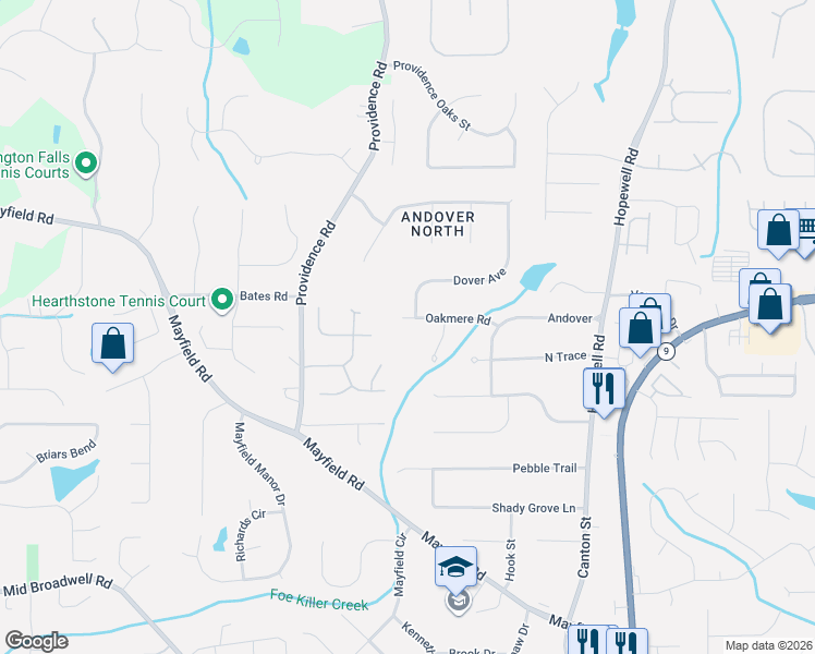 map of restaurants, bars, coffee shops, grocery stores, and more near 635 Brookford Drive in Alpharetta