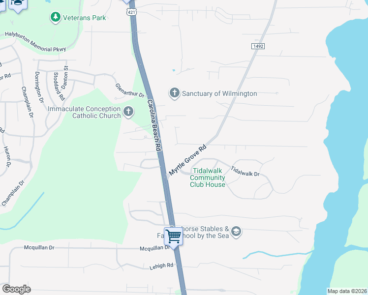 map of restaurants, bars, coffee shops, grocery stores, and more near 214 West Seaview Road in Wilmington