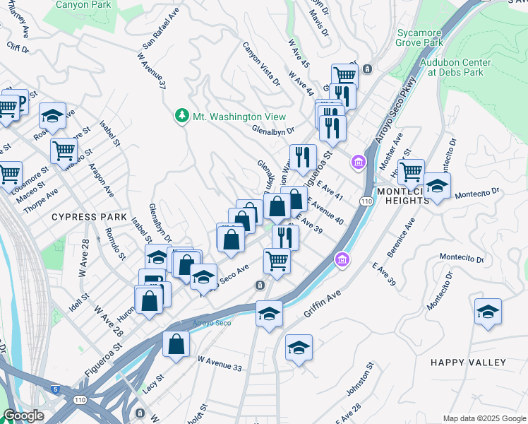 map of restaurants, bars, coffee shops, grocery stores, and more near 322 West Avenue 38 in Los Angeles