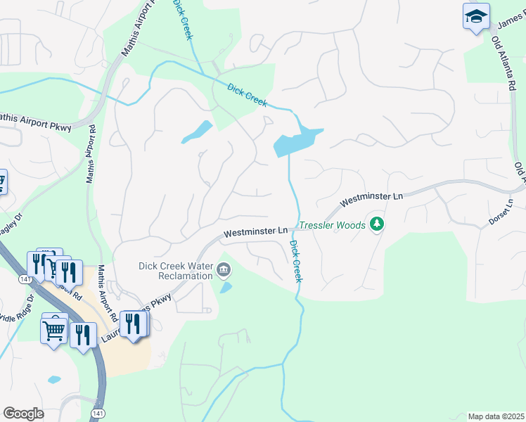 map of restaurants, bars, coffee shops, grocery stores, and more near 5985 Somerset Court in Suwanee