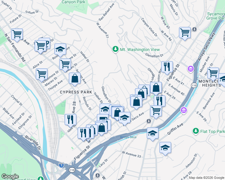 map of restaurants, bars, coffee shops, grocery stores, and more near 448 Beech Street in Los Angeles
