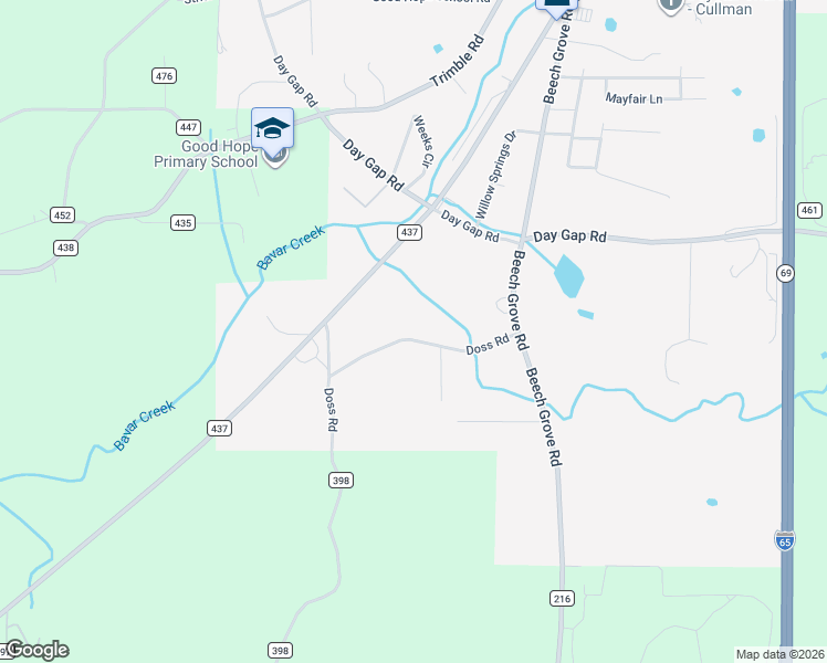 map of restaurants, bars, coffee shops, grocery stores, and more near 240 Doss Road in Cullman