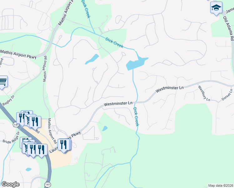map of restaurants, bars, coffee shops, grocery stores, and more near 5965 Somerset Court in Suwanee