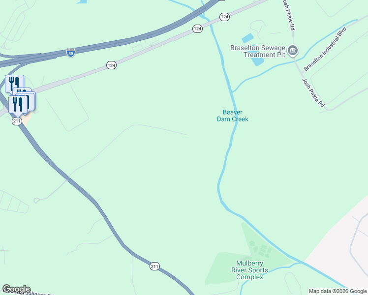 map of restaurants, bars, coffee shops, grocery stores, and more near 1135 Beaver Dam Road in Hoschton