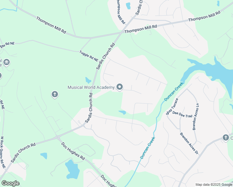 map of restaurants, bars, coffee shops, grocery stores, and more near 4108 Harthorne Lane in Buford