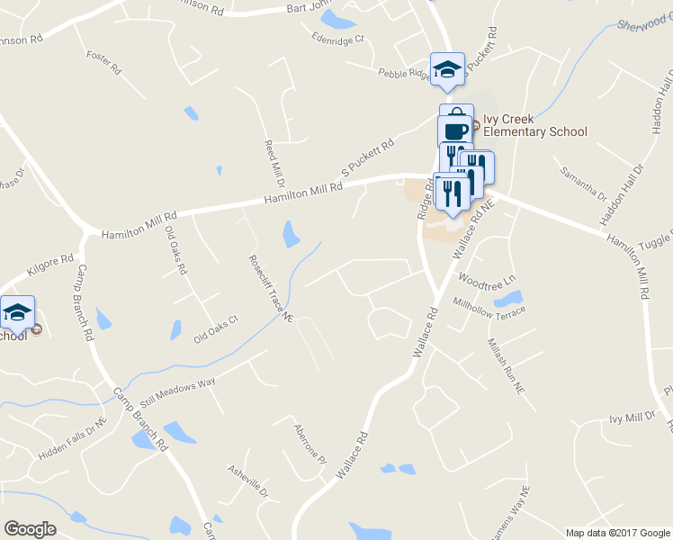 map of restaurants, bars, coffee shops, grocery stores, and more near 3041 Montauk Hill Drive in Buford