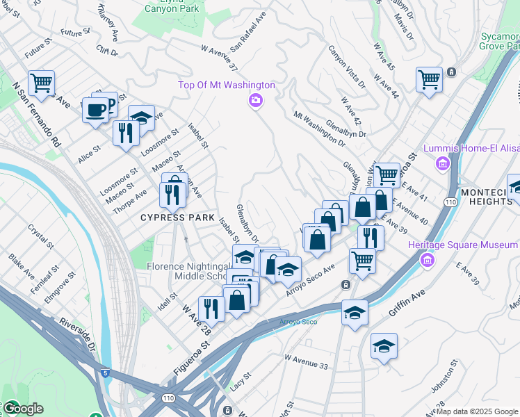 map of restaurants, bars, coffee shops, grocery stores, and more near in Los Angeles