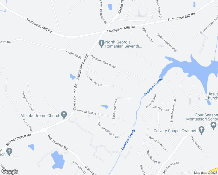 map of restaurants, bars, coffee shops, grocery stores, and more near 4020 Lenox Park Drive in Buford