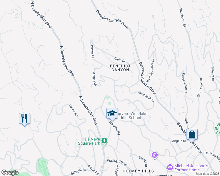 map of restaurants, bars, coffee shops, grocery stores, and more near 1225 Angelo Drive in Beverly Hills