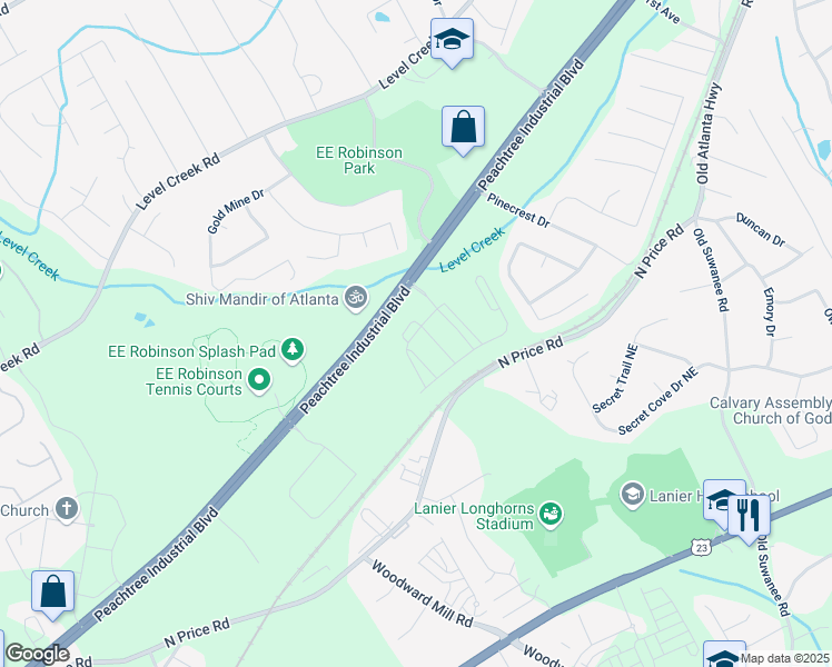 map of restaurants, bars, coffee shops, grocery stores, and more near 916 Sugar Vista Circle in Sugar Hill