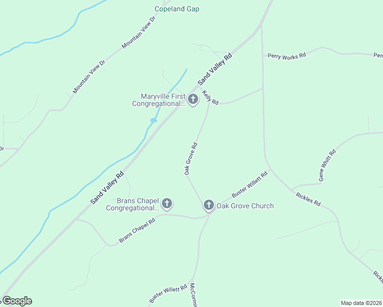 map of restaurants, bars, coffee shops, grocery stores, and more near Oak Grove Road in Etowah County